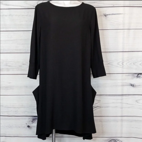 eileen fisher silk shift dress Eileen Fisher 100% Silk Shift Dress Size Medium Gray (A4)